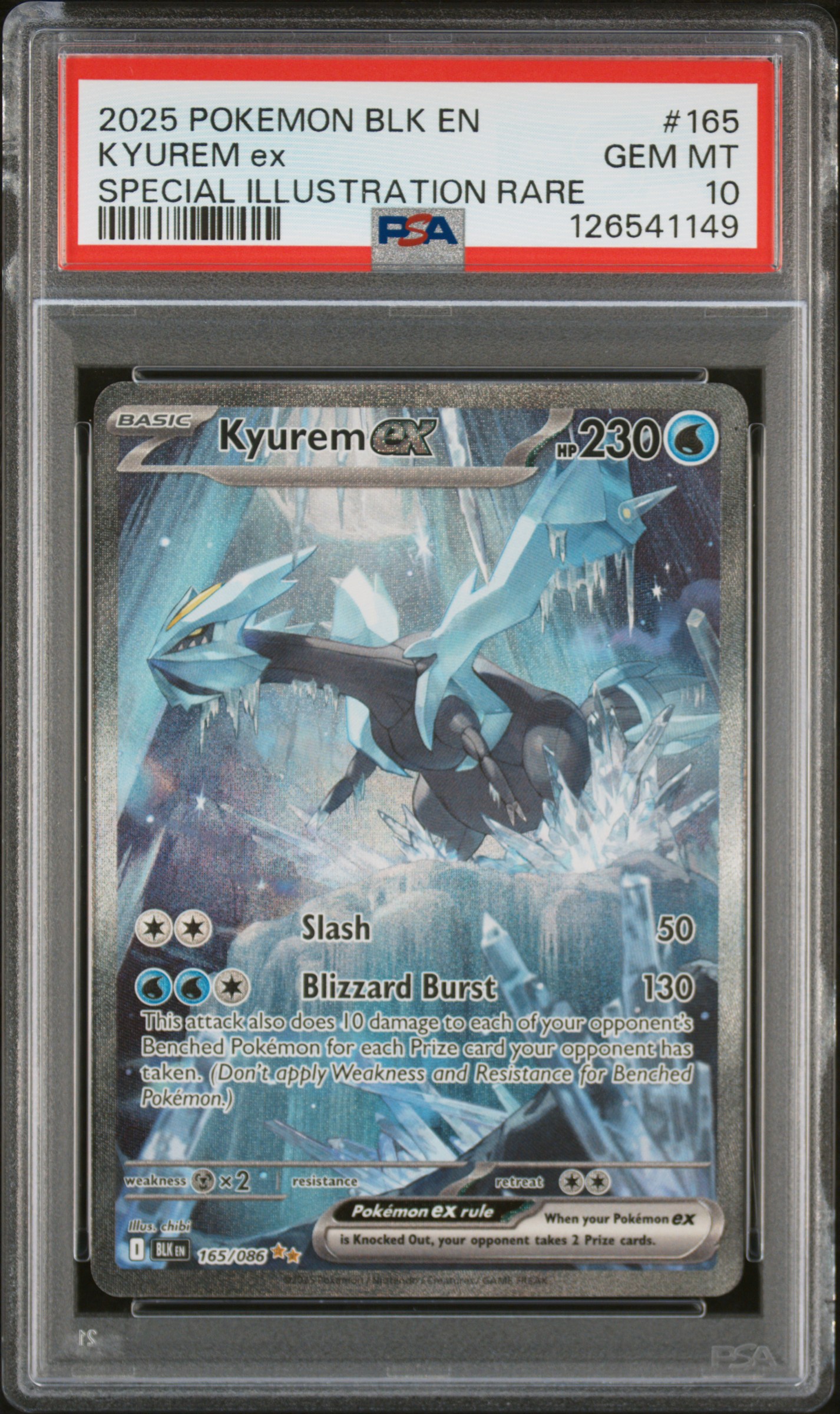 2025 #165 Kyurem EX PSA 10 Blk EN-Black Bolt