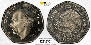 1982-Mo 10 Peso KM-477.2 PR67CAM
