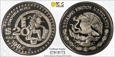 1982-Mo 20 Peso KM-486 PR69CAM