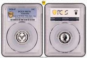 2020-P 10C End of WWII 75th Ann. Ag MS70