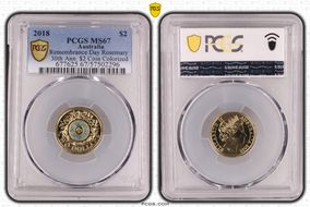 2018 $2 Remembrance Day Rosemary 30th Ann. $2 Coin Colorized MS67