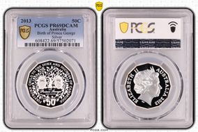 2013 50C Birth of Prince George Ag PR69DCAM