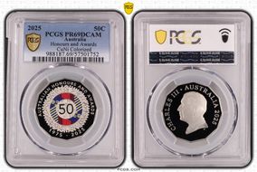2025 50C Honours and Awards CuNi Colorized PR69DCAM