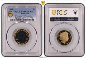 2001 $1 Centenary-Colorized PR69DCAM