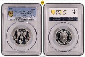 2023 50p Coronation of Charles III Ag PR67DCAM