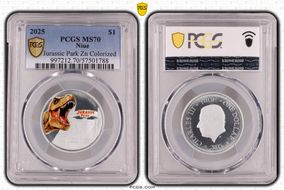 2025 $1 Jurassic Park Zn Colorized MS70