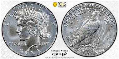 2025 $1 Peace Dollar MS70