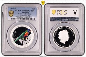 2013-P 50C Rainbow Lorikeet Colorized Ag PR69DCAM