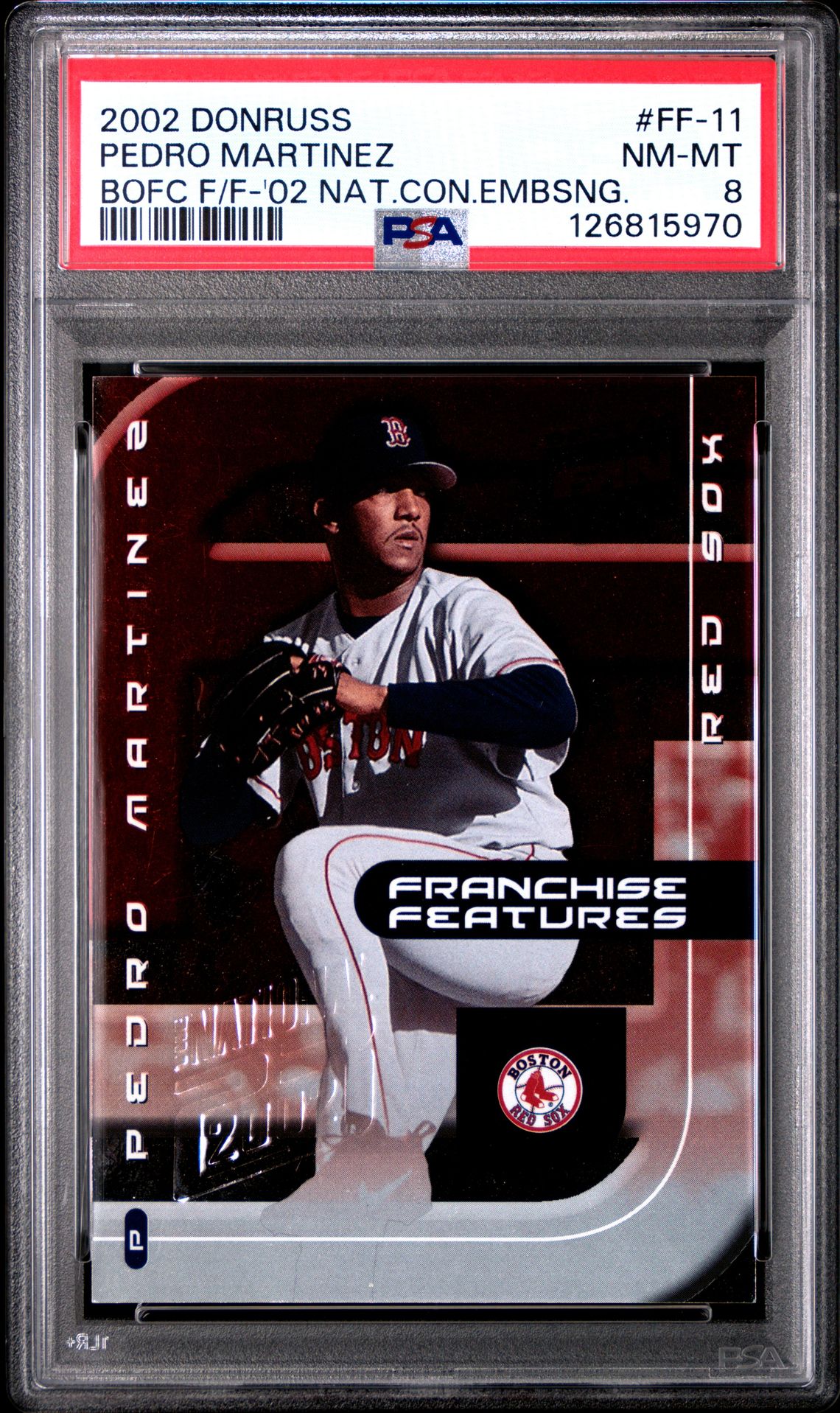 2002 Donruss DONRUSS BEST OF FAN CLUB FRANCHISE FEATURES BOFC F/F-'02 NAT.CON.EMBSNG. #FF-11 Pedro Martinez front
