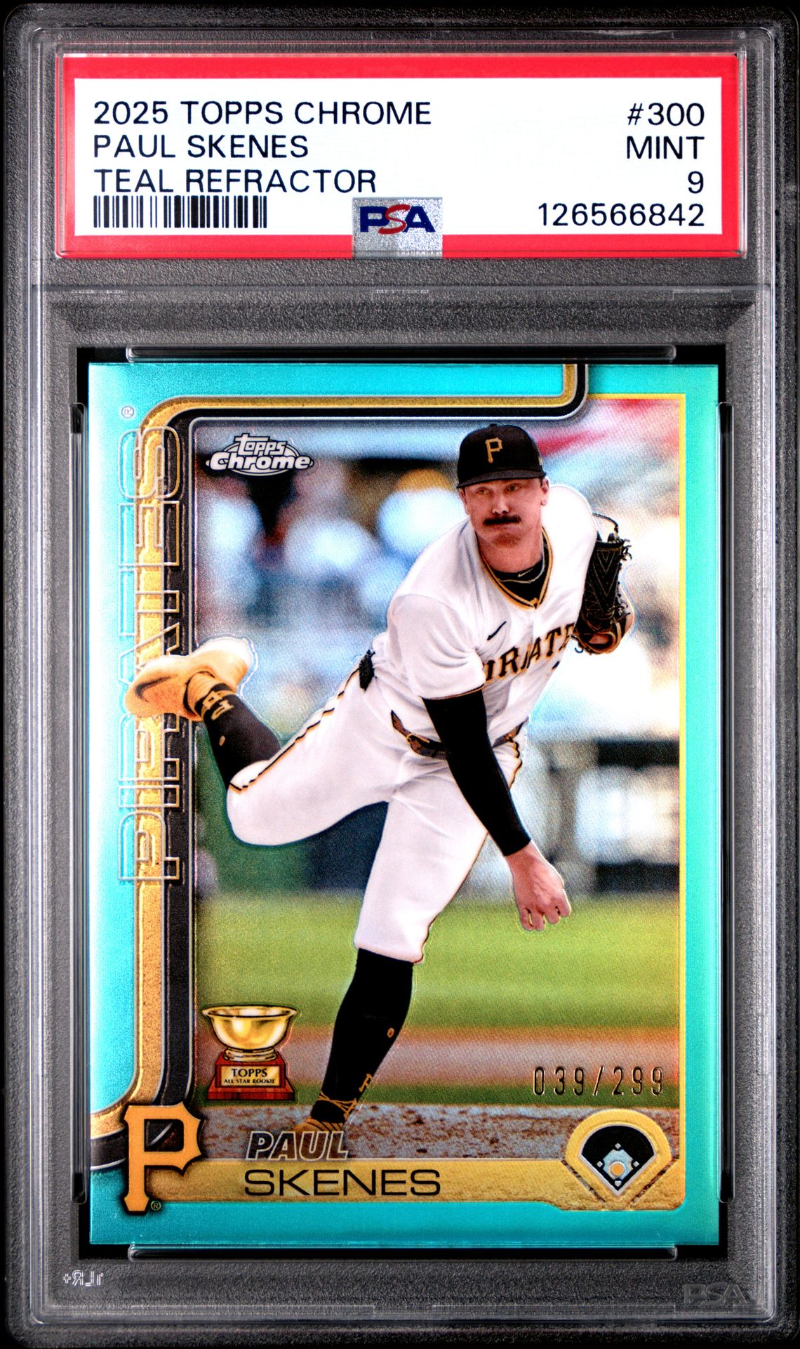 2025 Topps Chrome Paul Skenes #300 (Teal Refractor) Mint 9 front