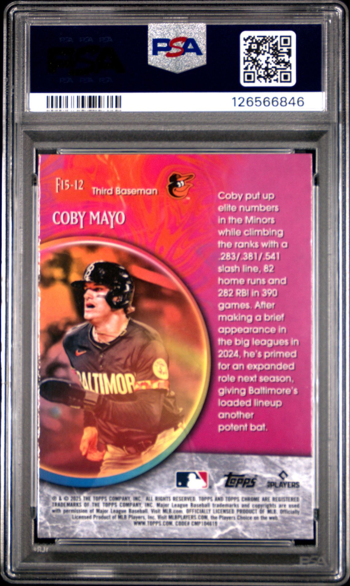 2025 Topps Chrome Fortune 15 Coby Mayo #F15-12 Mint 9 back