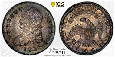 1812/1 50C Small 8 AU58