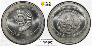 1998-Mo 5 Peso Disco de la Muerte MS67