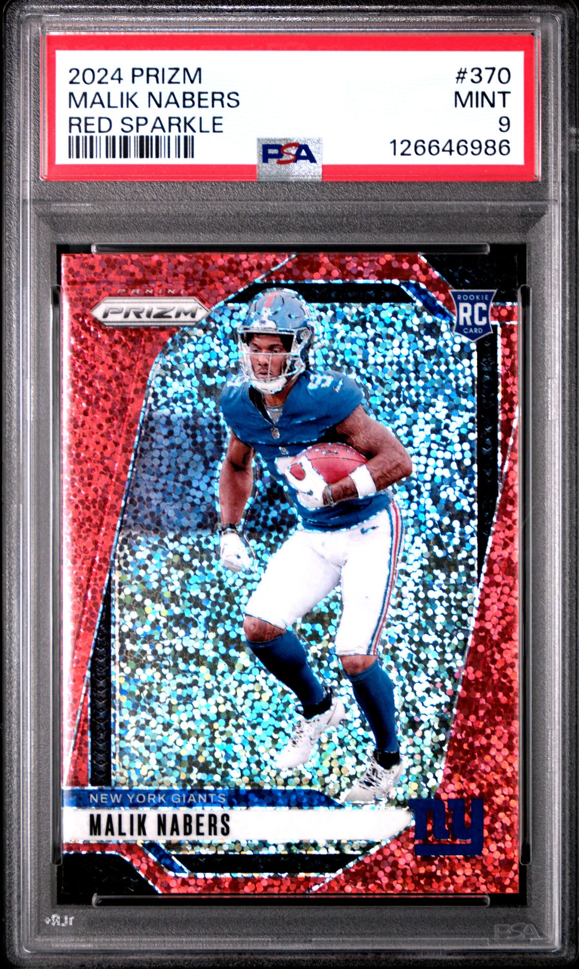 2024 Panini Prizm Malik Nabers #370 (Red Sparkle) Mint 9 front