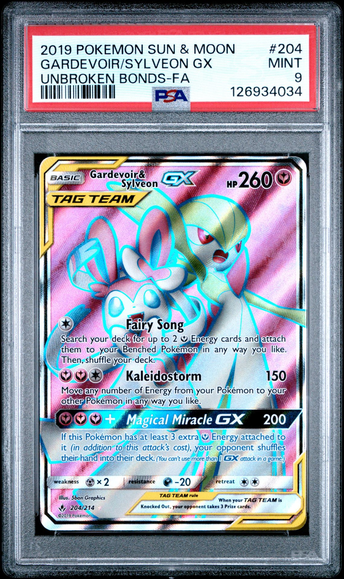 2019 Pokemon POKEMON SUN & MOON UNBROKEN BONDS FA #204 Gardevoir/Sylveon Gx front