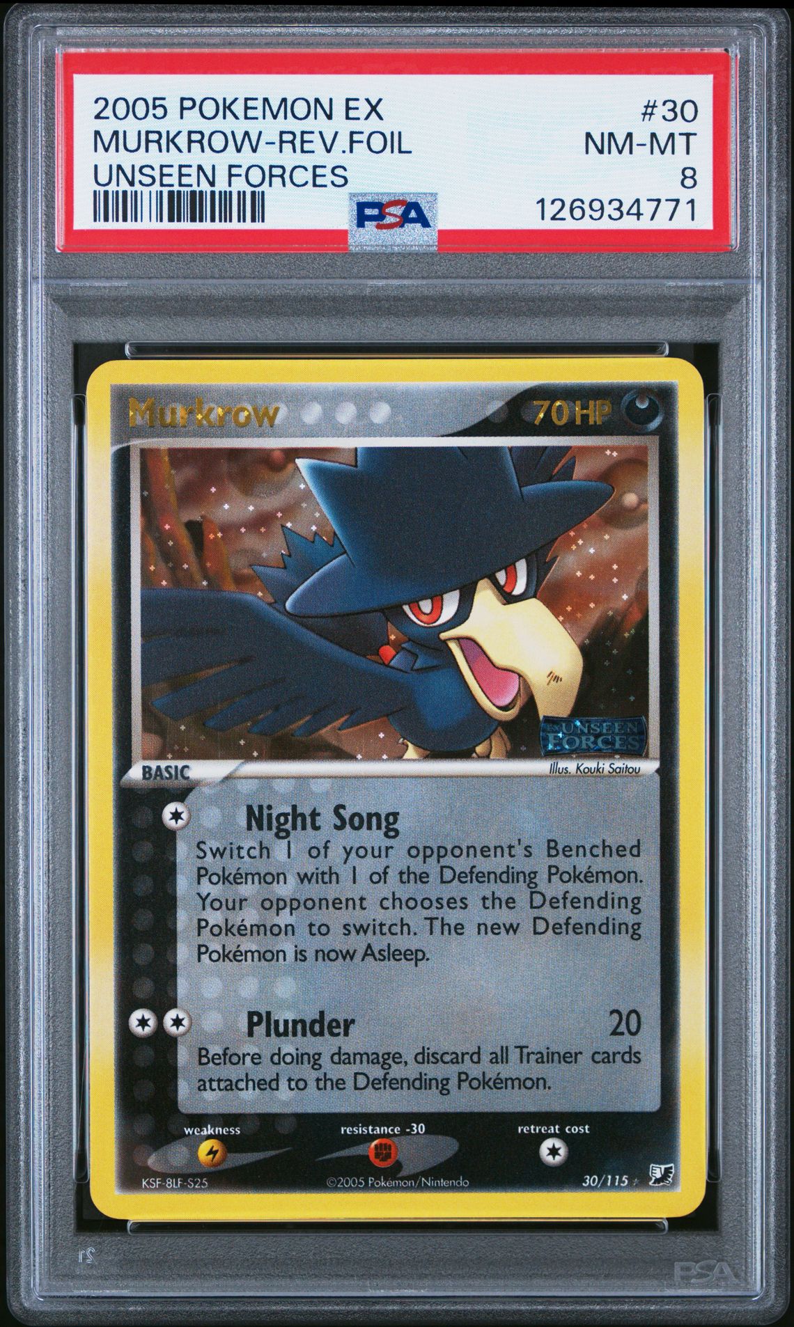 2005 Pokemon POKEMON EX UNSEEN FORCES #30 Murkrow-Rev.Foil front