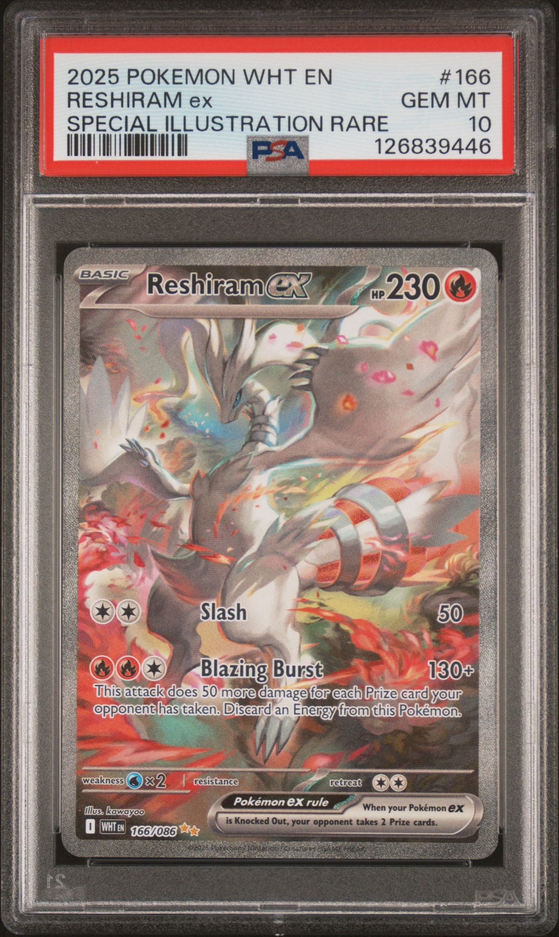 2025 Pokemon Wht En-White Flare Reshiram Ex #166 (Special Illustration Rare) Gem Mt 10 front
