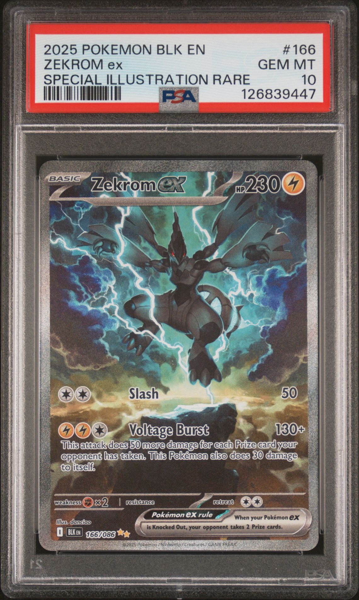 2025 Pokemon Blk En-Black Bolt Zekrom Ex #166 (Special Illustration Rare) Gem Mt 10 front