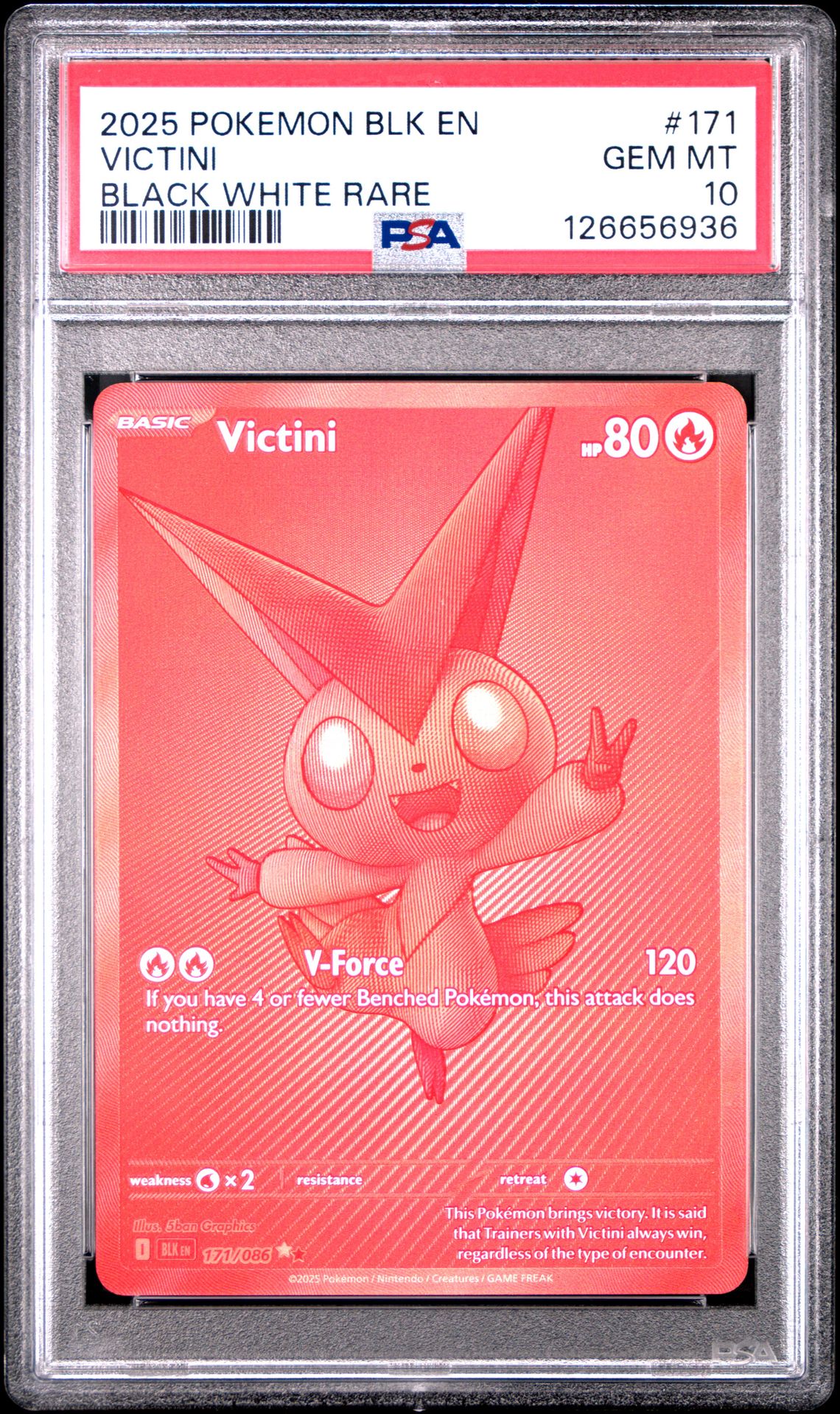 2025 Pokemon Blk En-Black Bolt Victini #171 (Black White Rare) Gem Mt 10 front