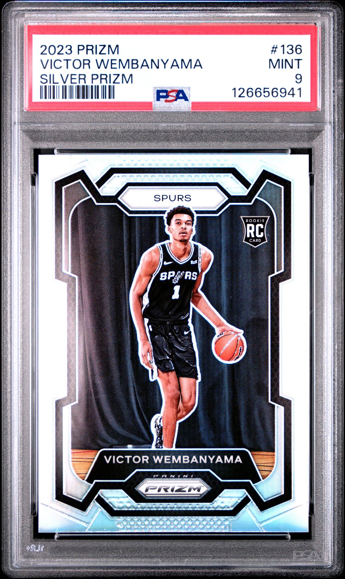 2023 Panini Prizm Victor Wembanyama #136 (Silver Prizm) Mint 9 front