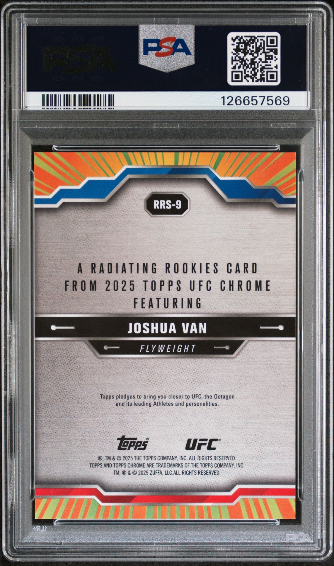 2025 Topps Chrome Ufc Radiating Rookies Joshua Van #Rrs9 Mint 9 back