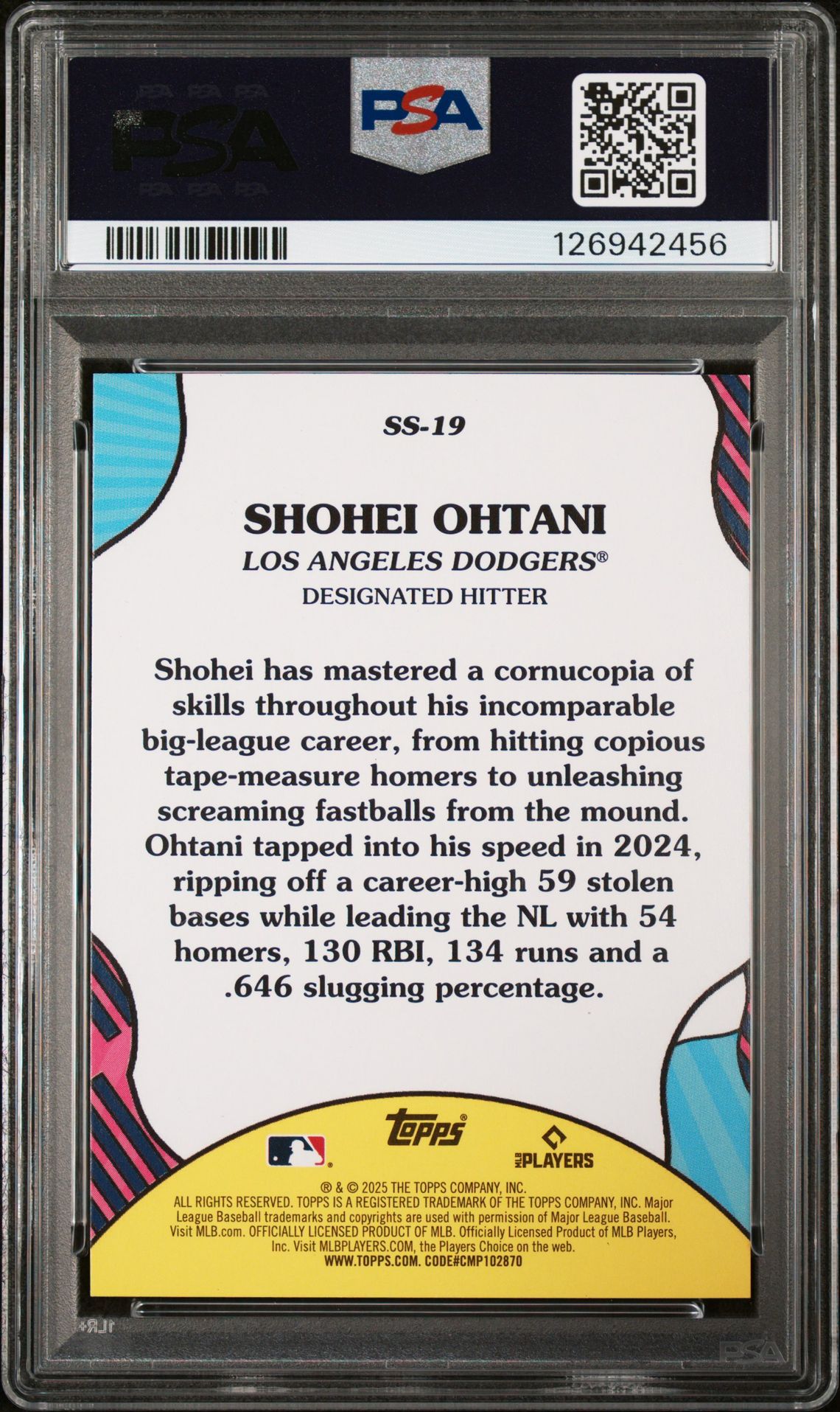 2025 Topps Summer Superstars Shohei Ohtani #Ss19 (Summer Superstars-Pink Foil) Mint 9 back