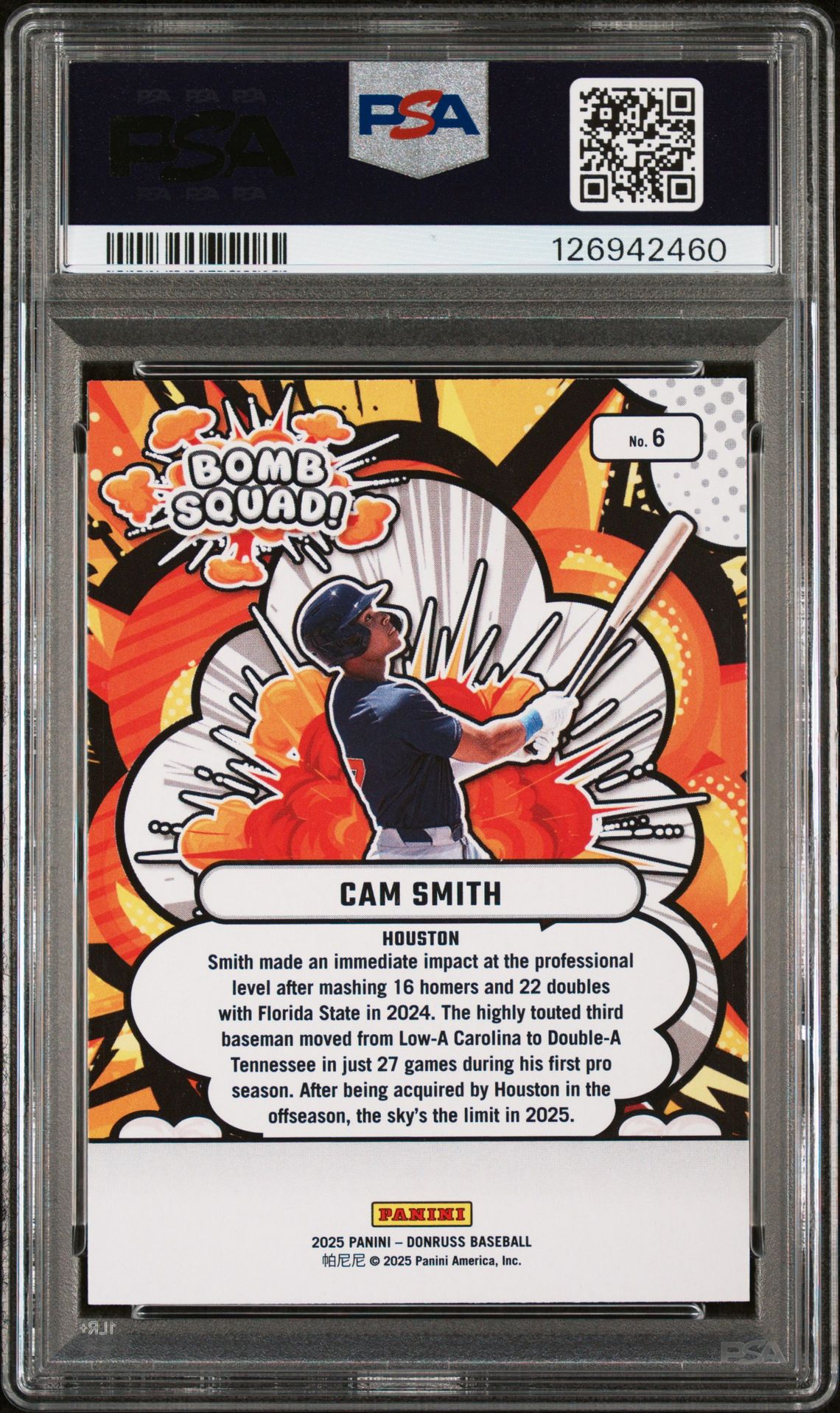 2025 Panini Donruss Bomb Squad Cam Smith #6 Gem Mt 10 back