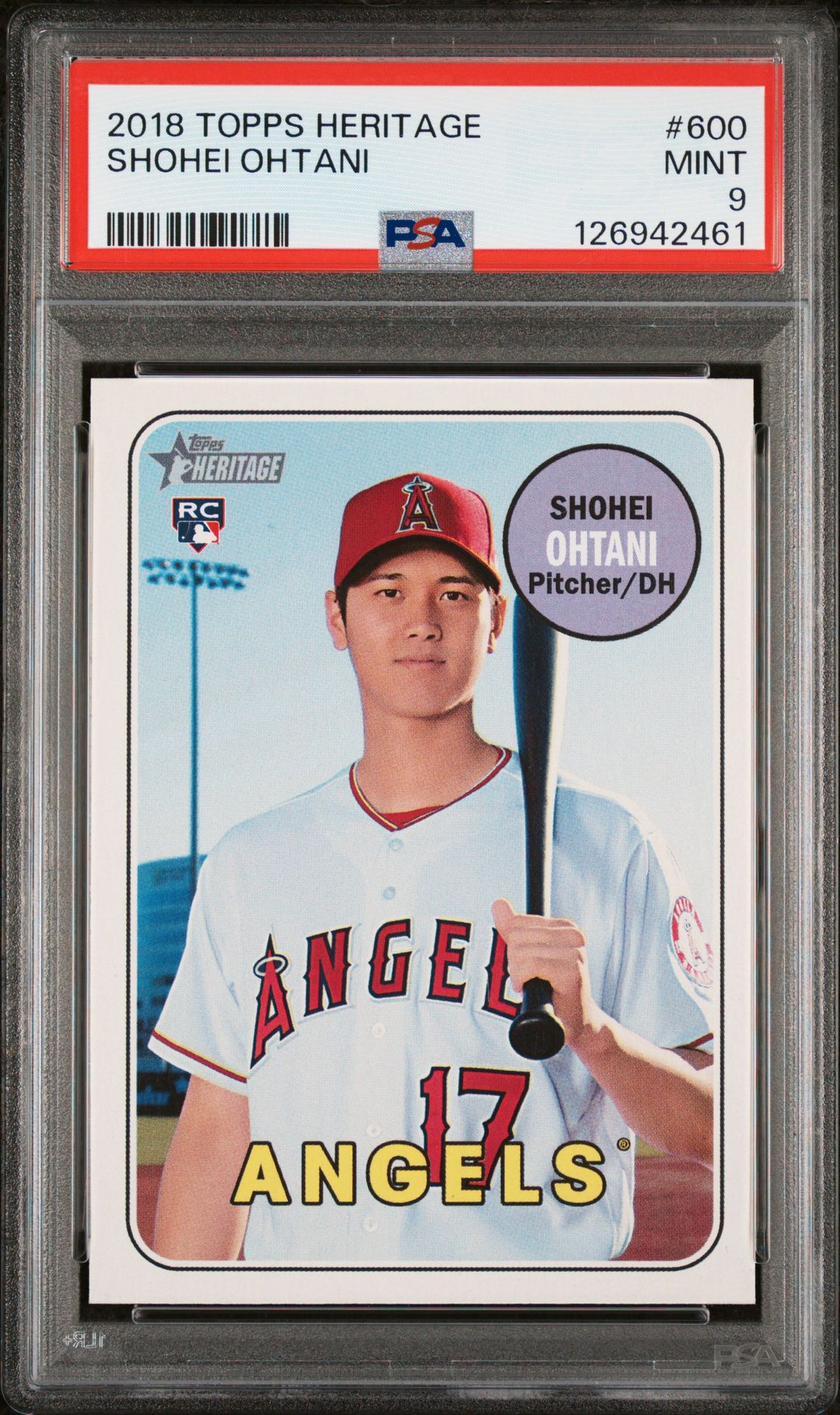 2018 Topps Heritage Shohei Ohtani #600 Mint 9 front