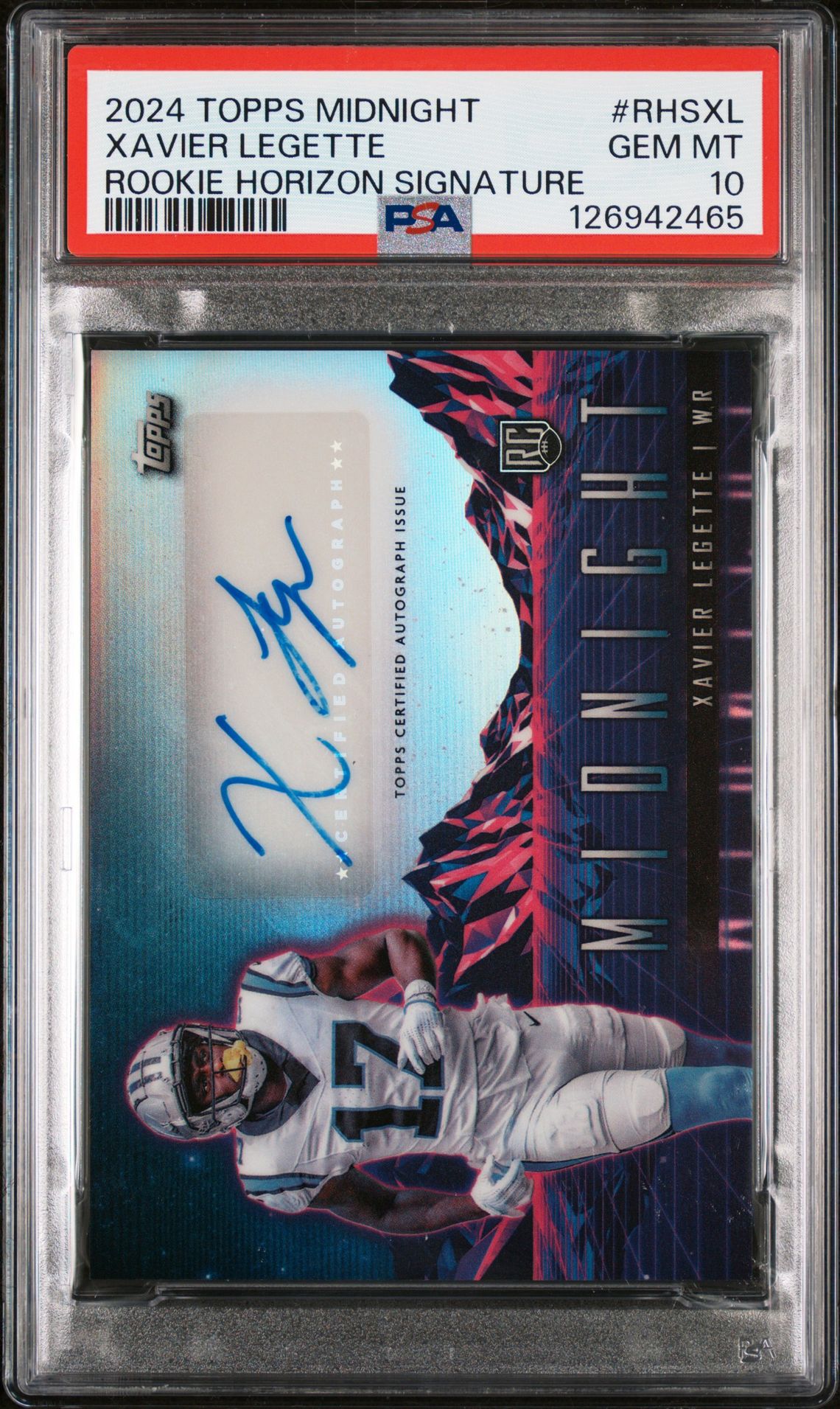 2024 Topps Midnight Rookie Horizon Signatures Xavier Legette #Rhsxl Gem Mt 10 front
