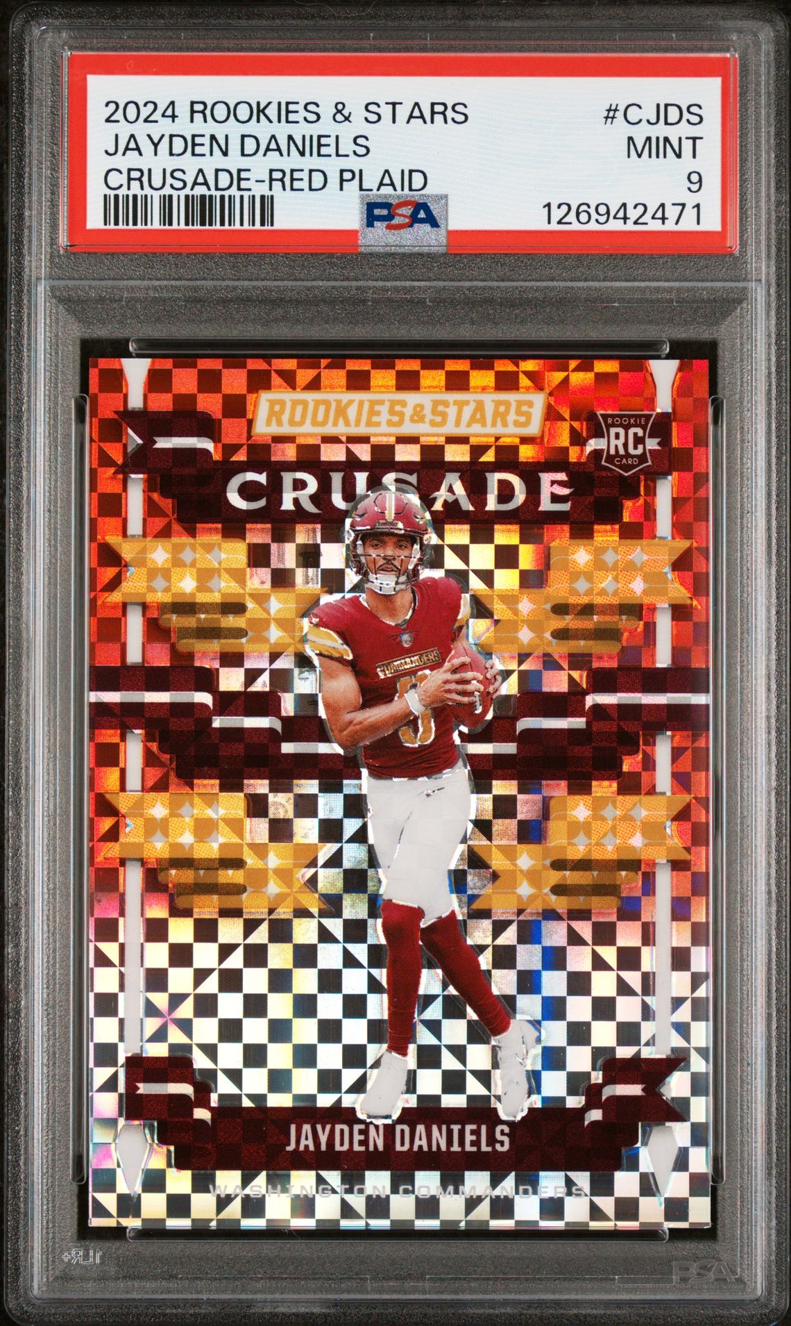 2024 Panini Rookies & Stars Crusade Jayden Daniels #Cjds (Crusade-Red Plaid) Mint 9 front