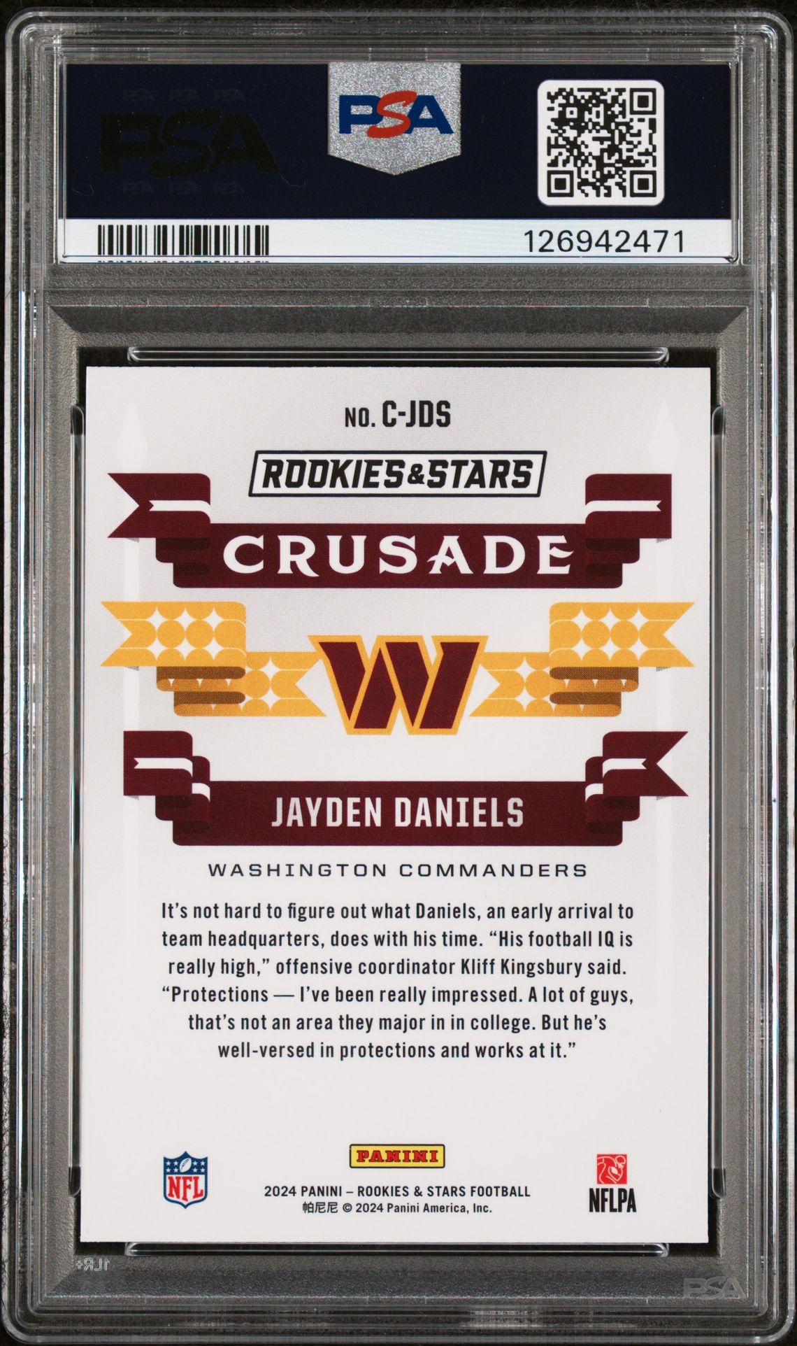 2024 Panini Rookies & Stars Crusade Jayden Daniels #Cjds (Crusade-Red Plaid) Mint 9 back