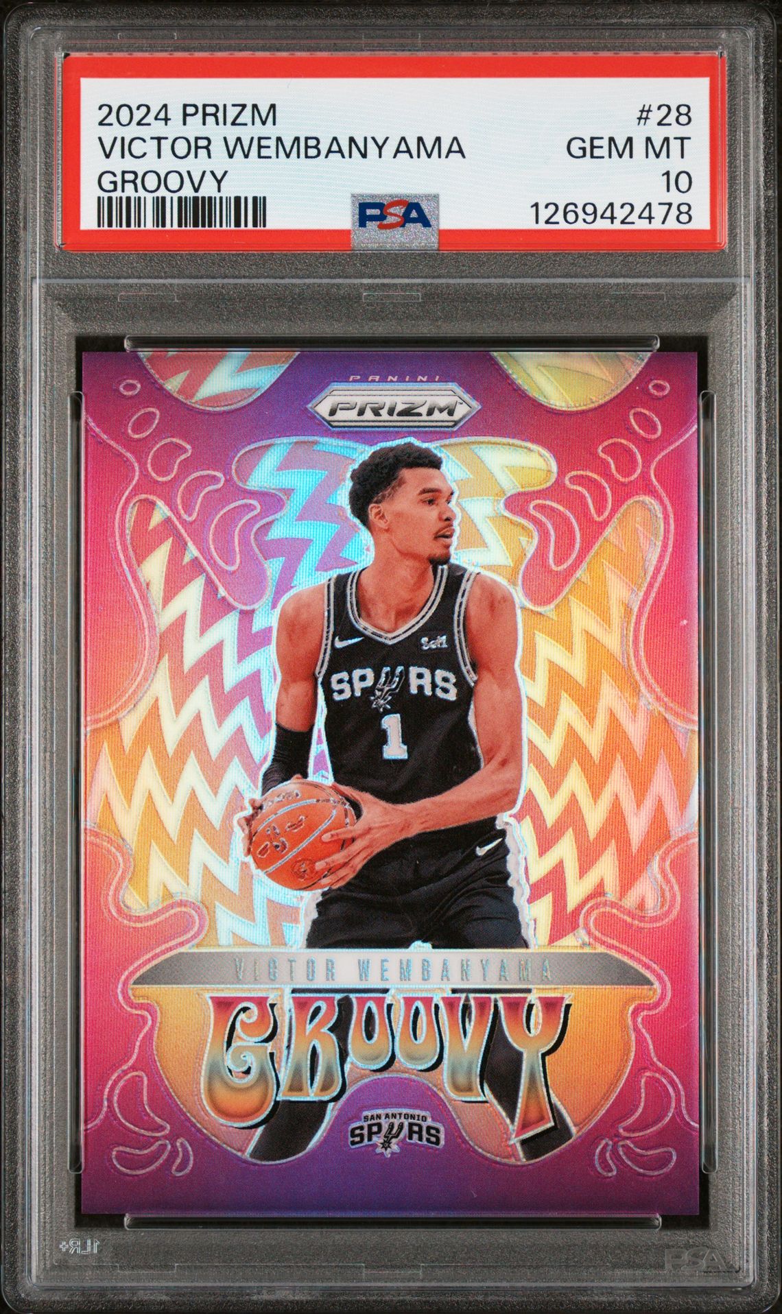 2024 Panini Prizm Groovy Victor Wembanyama #28 Gem Mt 10 front