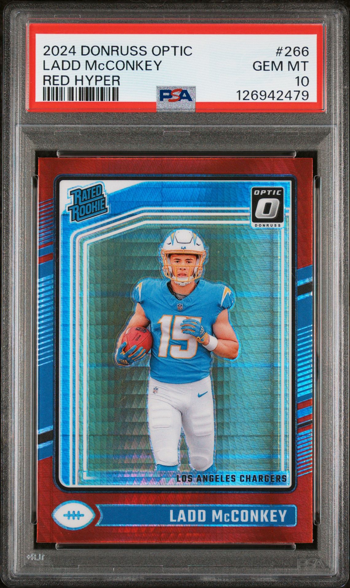 2024 Panini Donruss Optic Ladd Mcconkey #266 (Red Hyper) Gem Mt 10 front