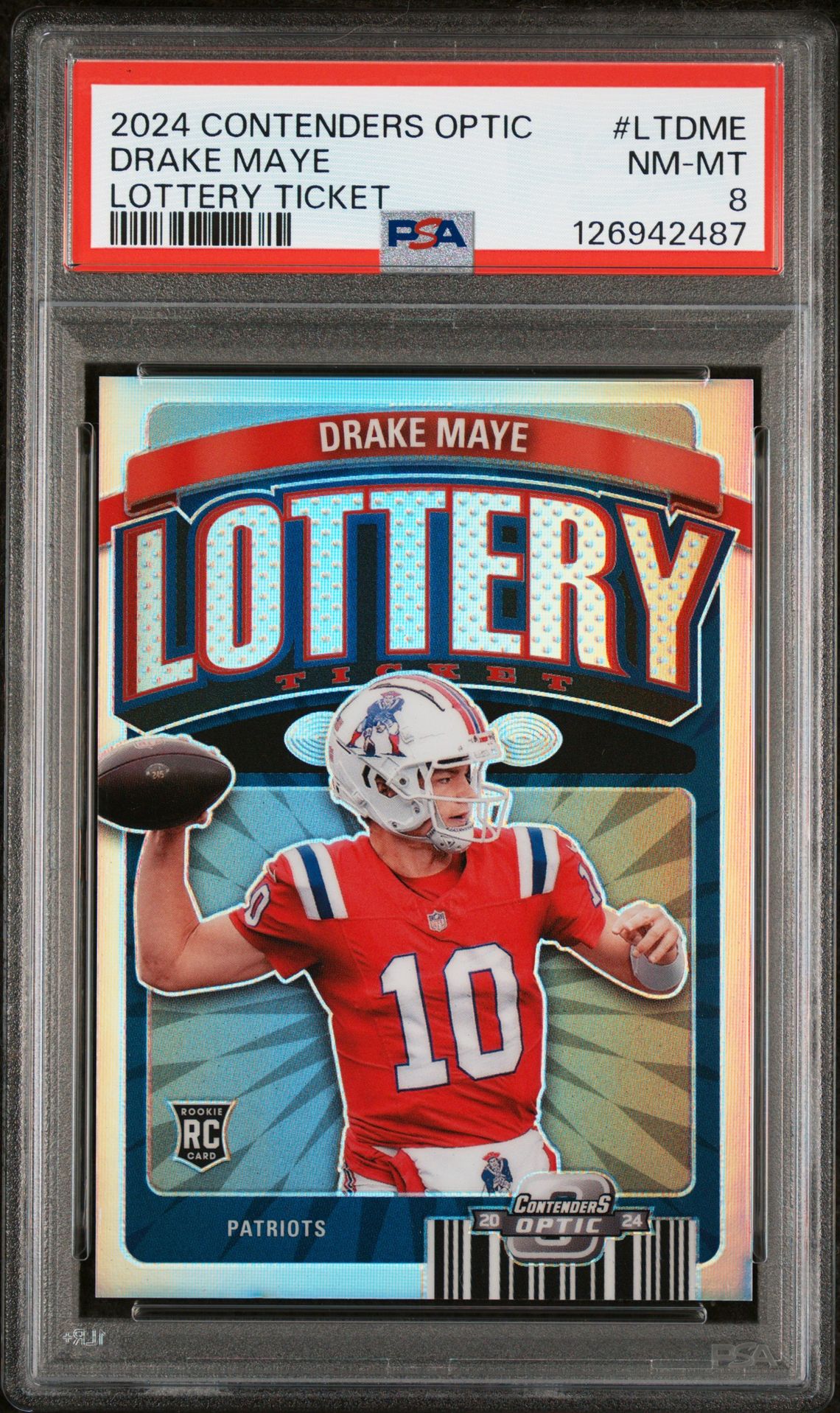 2024 Panini Contenders Optic Lottery Ticket Drake Maye #Ltdme Nm-Mt 8 front