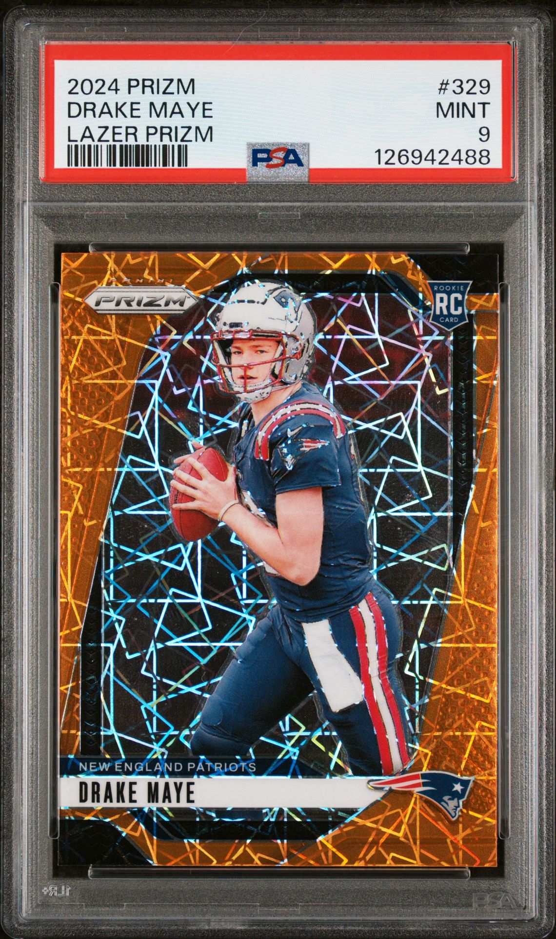 2024 Panini Prizm Drake Maye #329 (Lazer Prizm) Mint 9 front