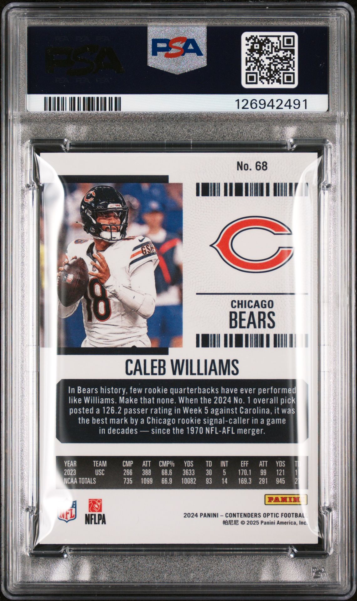 2024 Panini Contenders Optic Caleb Williams #68 Mint 9 back
