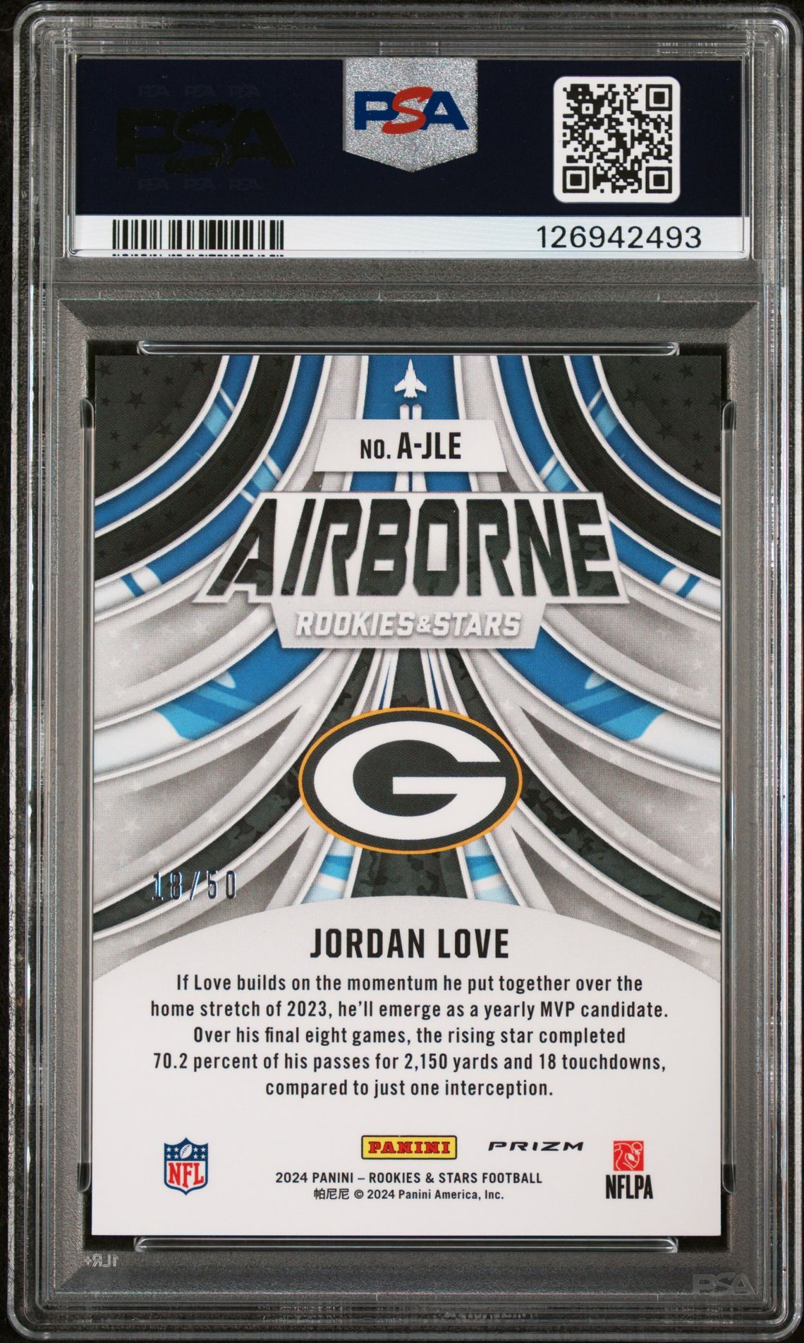 2024 Panini Rookies & Stars Airborne Jordan Love #Ajle (Airborne-Blue) Nm-Mt 8 back