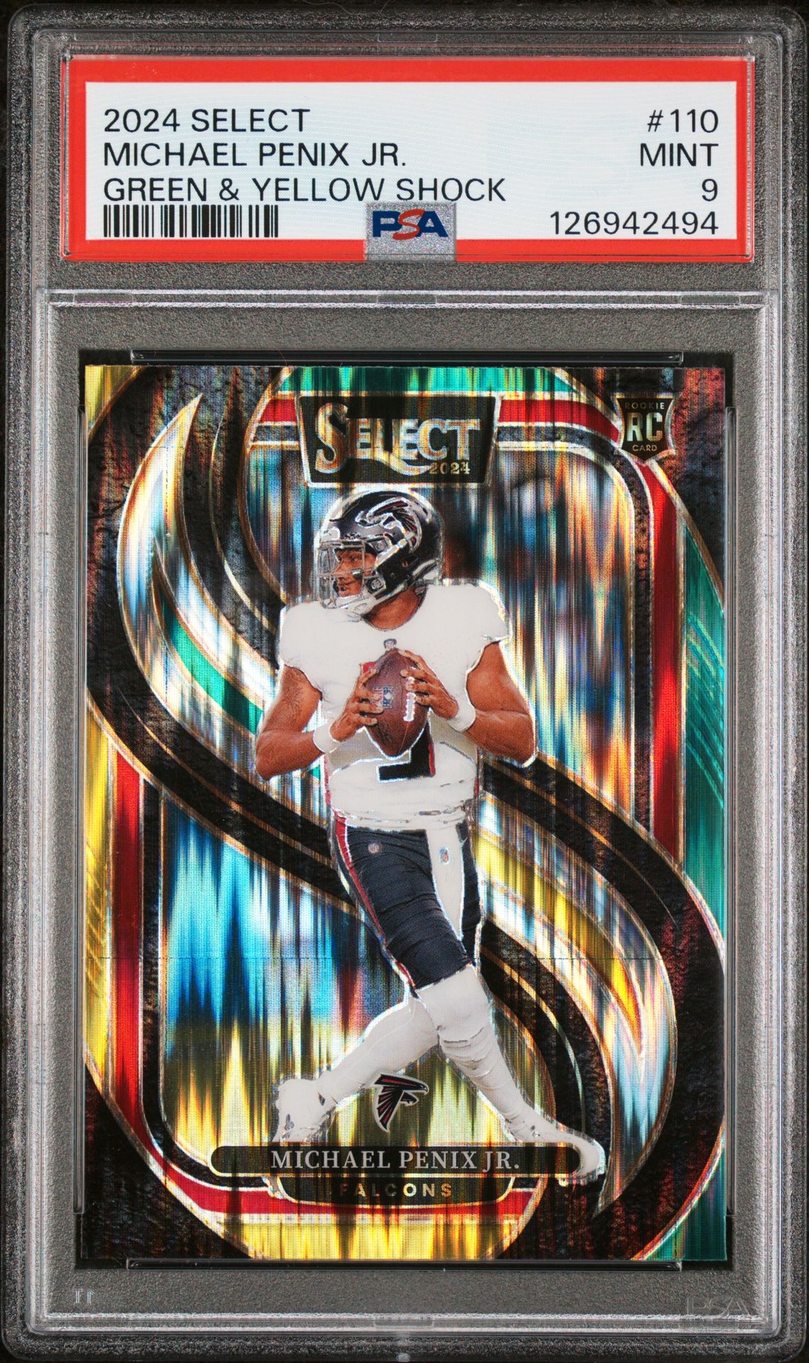2024 Panini Select Michael Penix Jr. #110 (Green & Yellow Shock) Mint 9 front