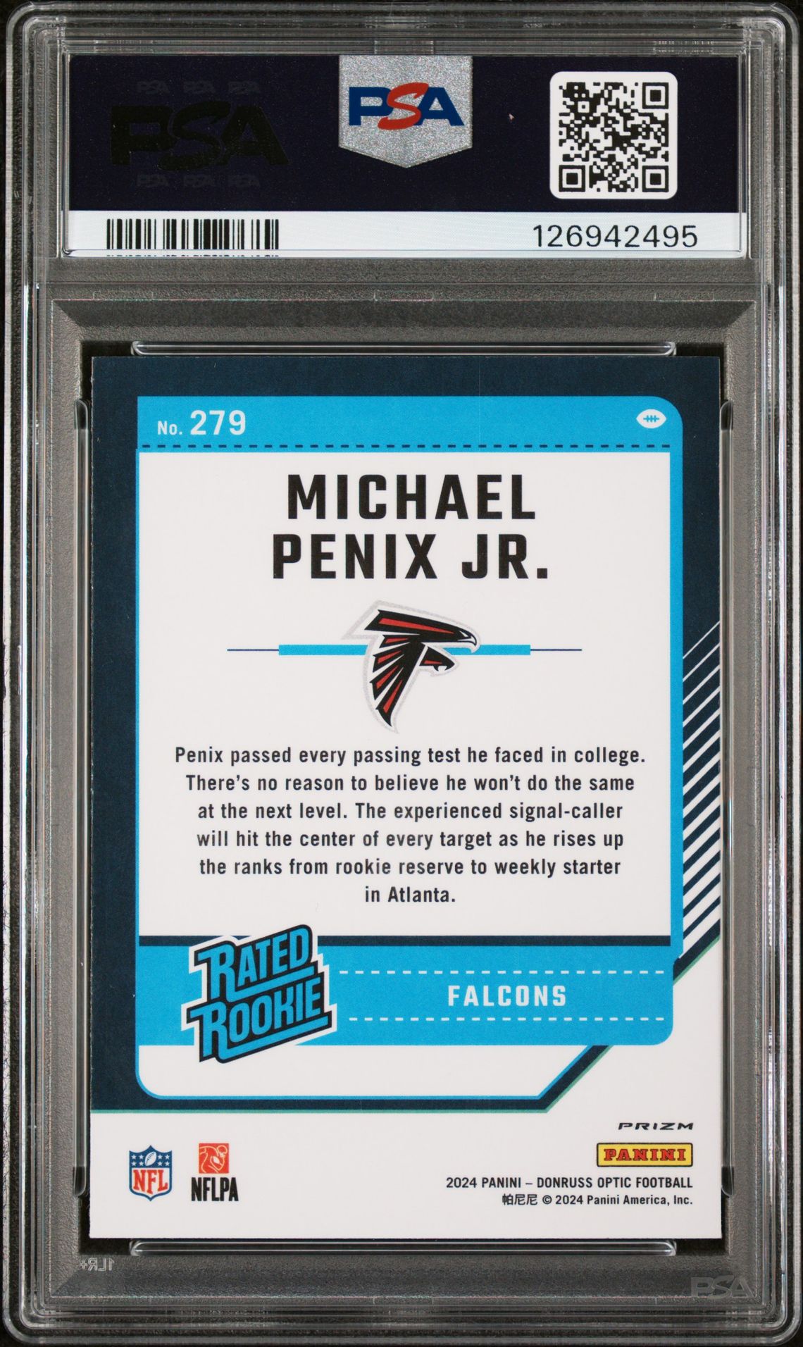 2024 Panini Donruss Optic Michael Penix Jr. #279 (Teal Velocity) Mint 9 back