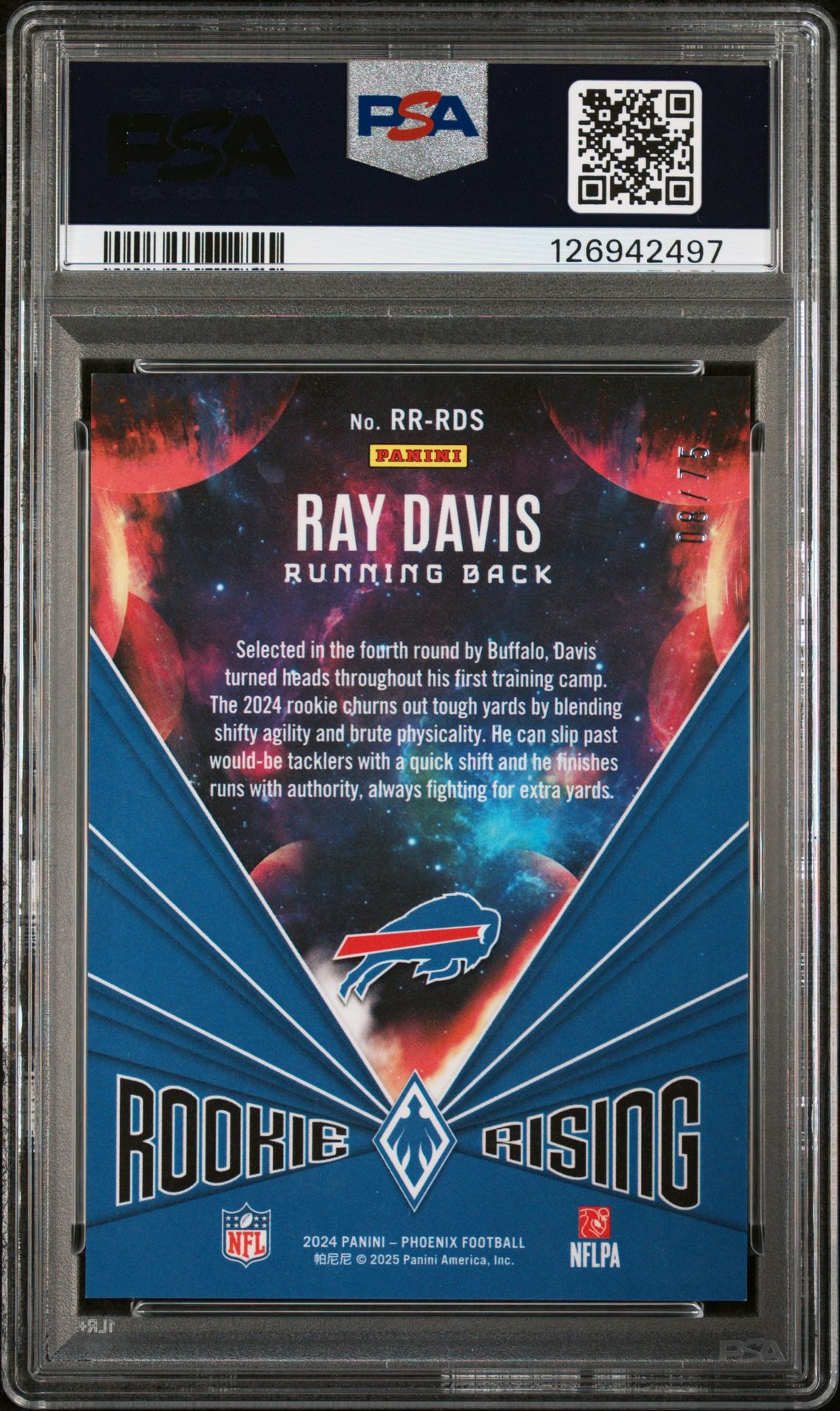 2024 Panini Phoenix Rookie Rising Ray Davis #Rrrds (Rookie Rising-Bronze) Mint 9 back