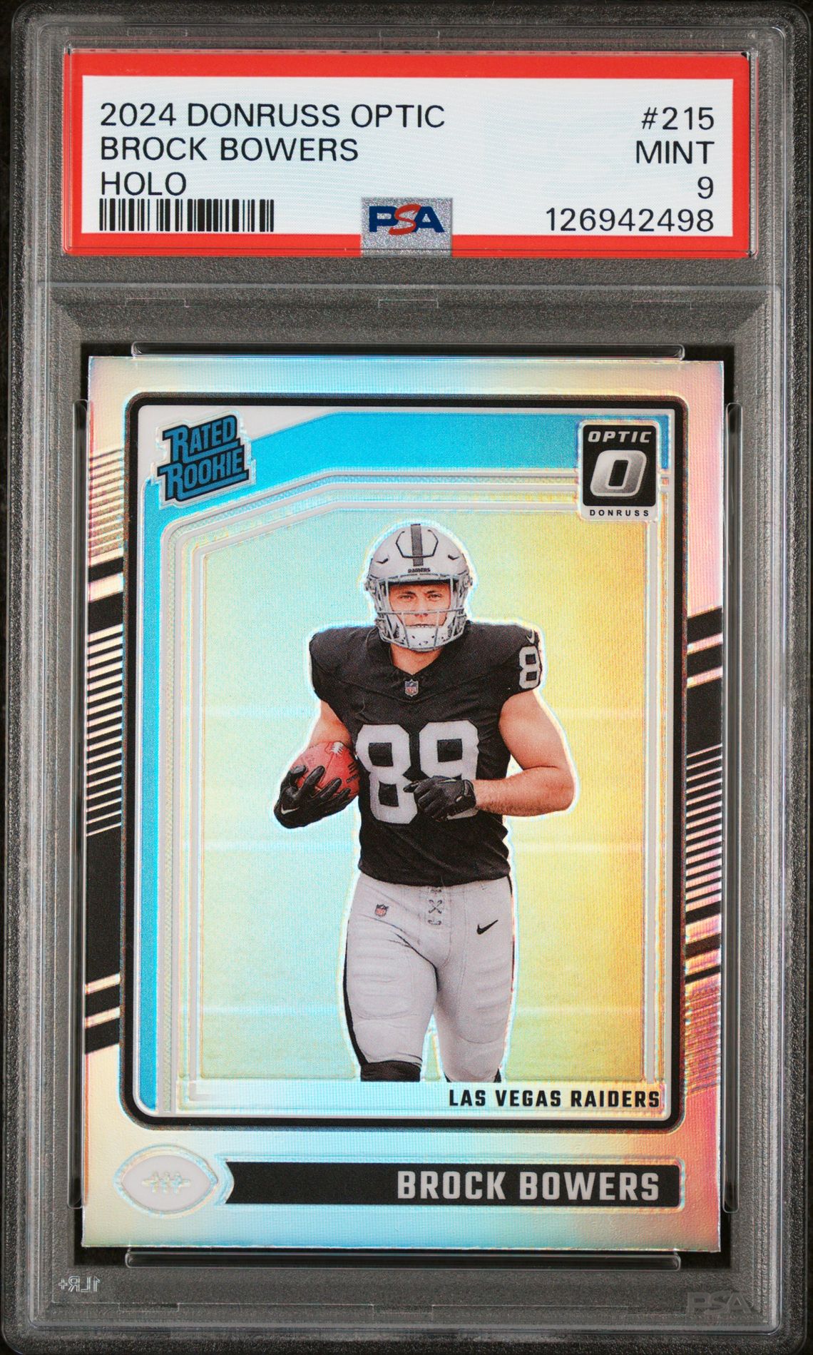 2024 Panini Donruss Optic Brock Bowers #215 (Holo) Mint 9 front