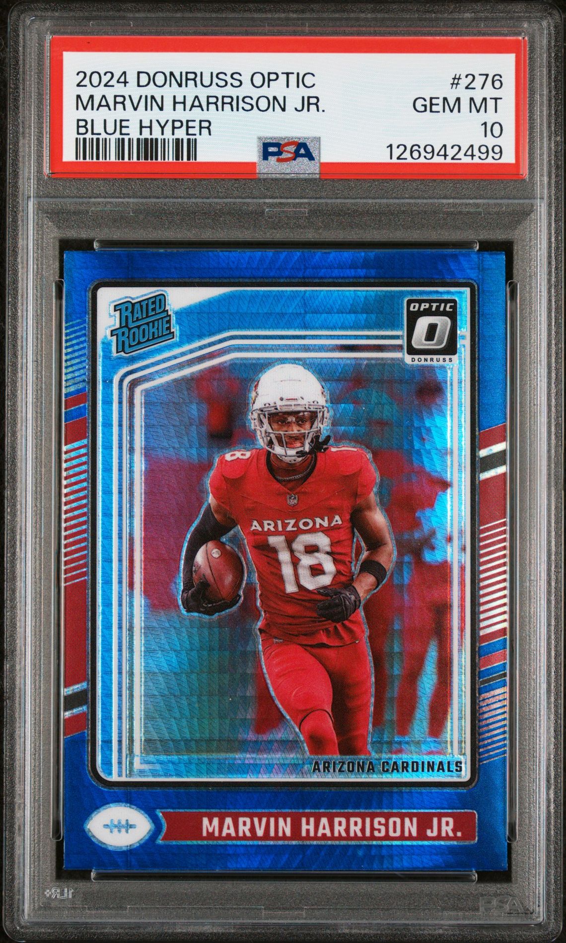 2024 Panini Donruss Optic Marvin Harrison Jr. #276 (Blue Hyper) Gem Mt 10 front