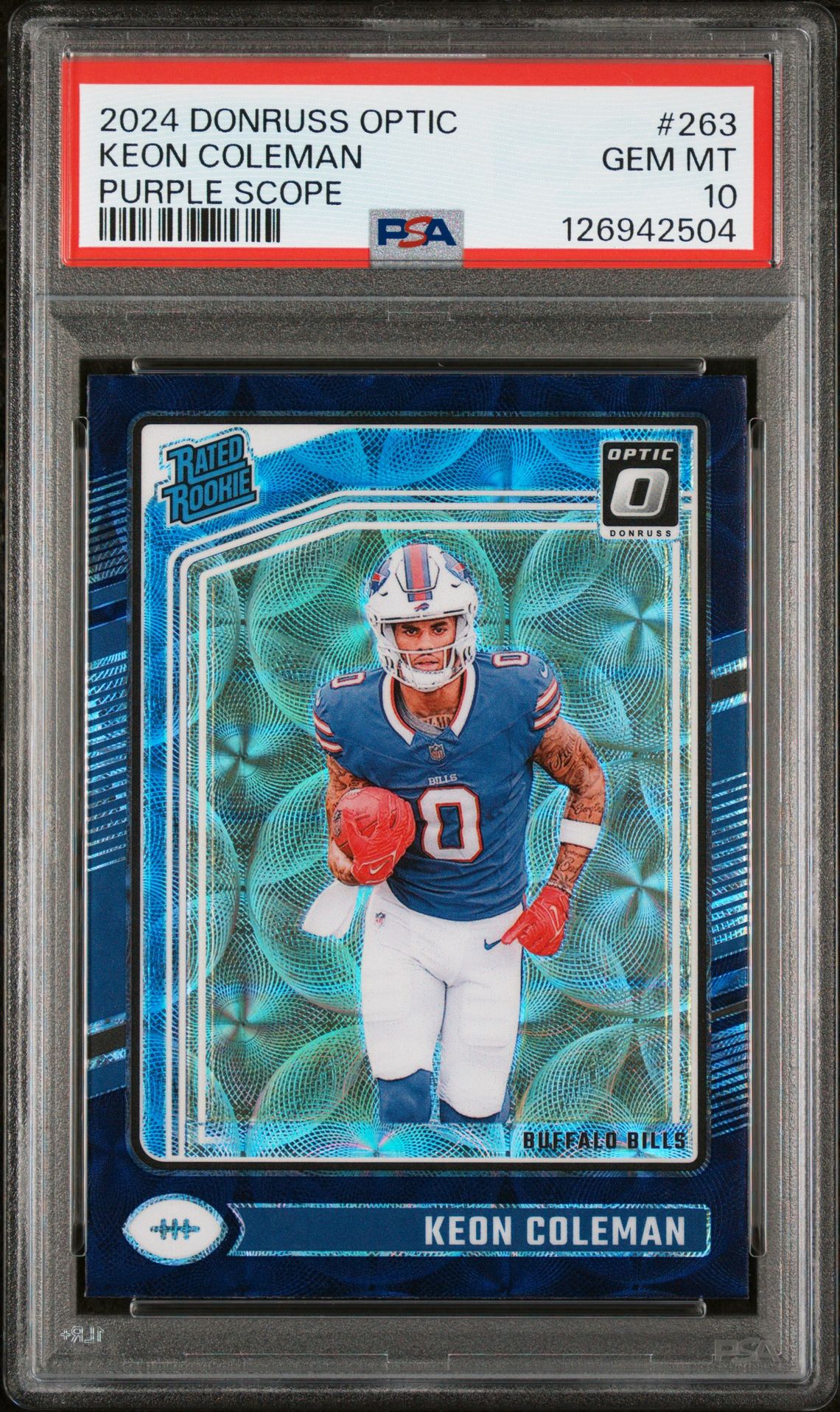 2024 Panini Donruss Optic Keon Coleman #263 (Purple Scope) Gem Mt 10 front