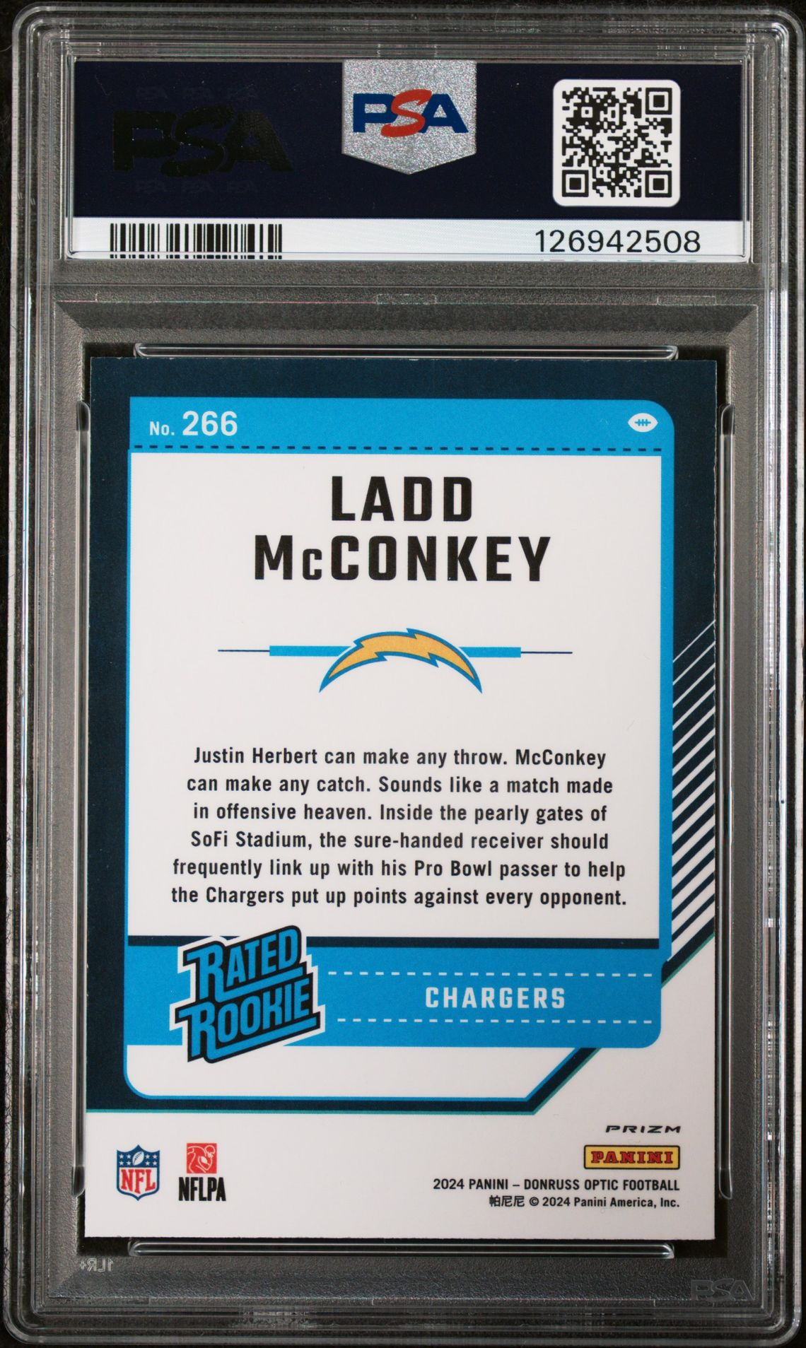 2024 Panini Donruss Optic Ladd Mcconkey #266 (Purple Shock) Mint 9 back
