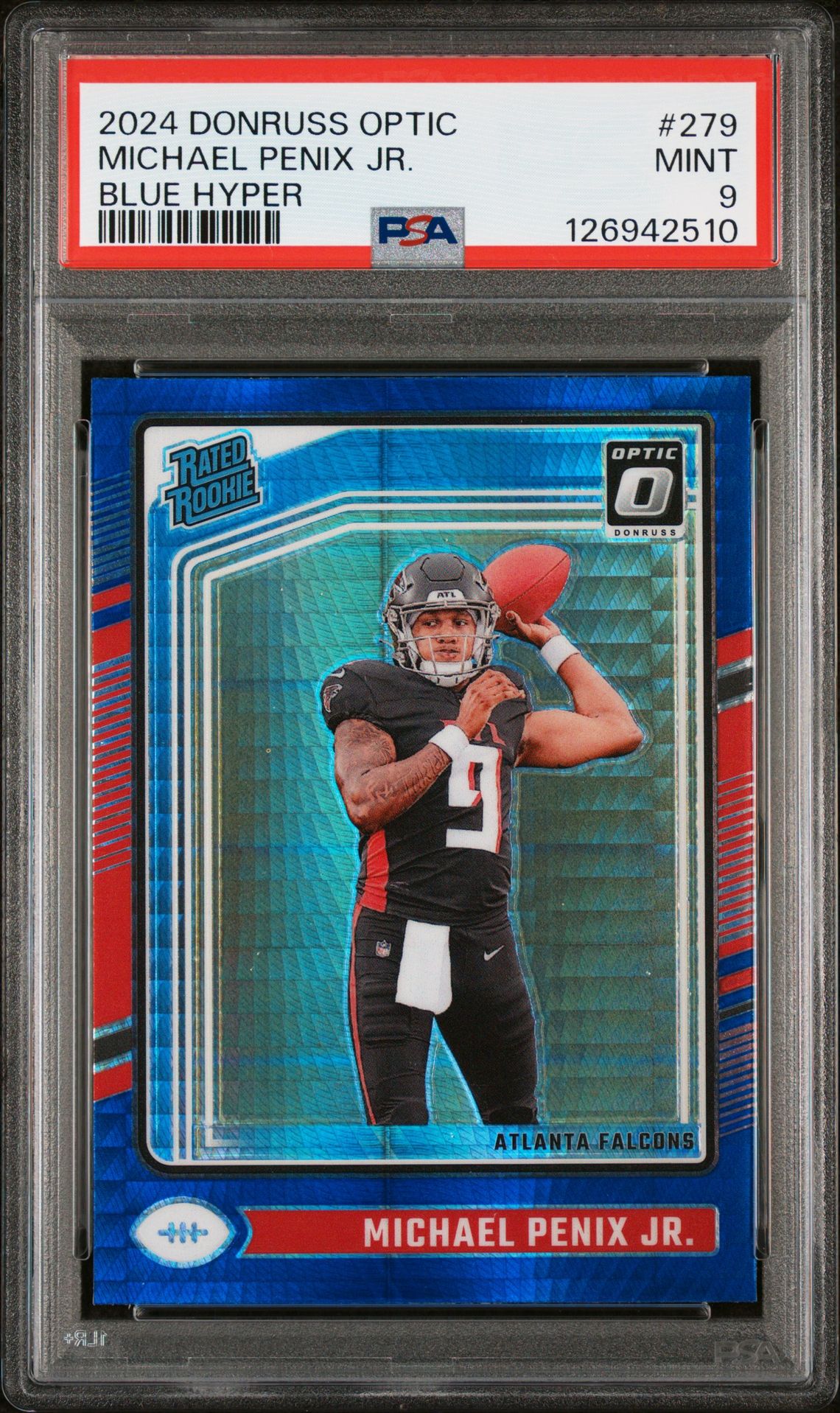 2024 Panini Donruss Optic Michael Penix Jr. #279 (Blue Hyper) Mint 9 front