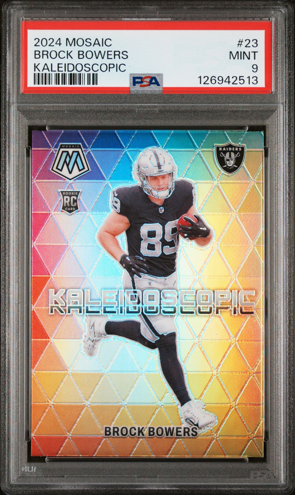 2024 Panini Mosaic Kaleidoscopic Brock Bowers #23 Mint 9 front