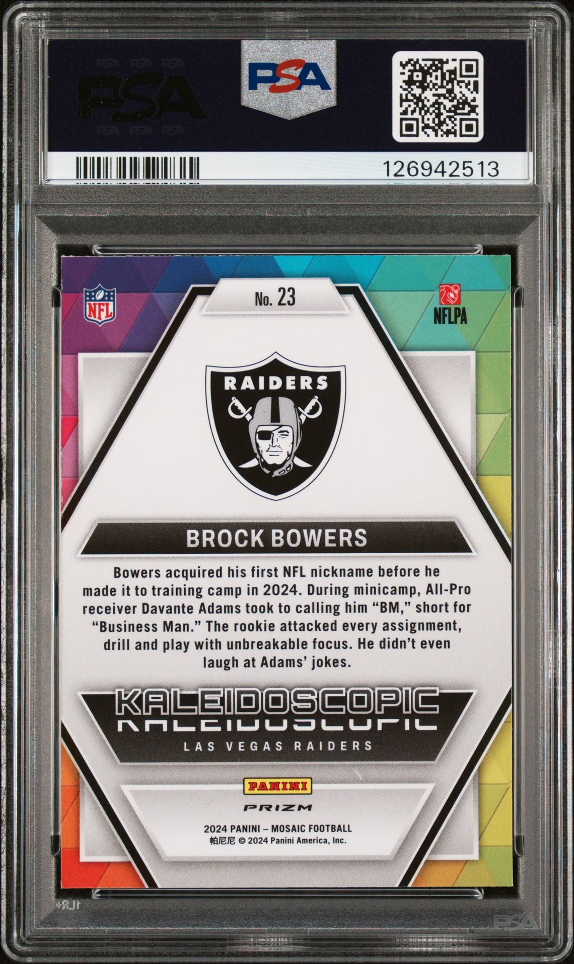 2024 Panini Mosaic Kaleidoscopic Brock Bowers #23 Mint 9 back