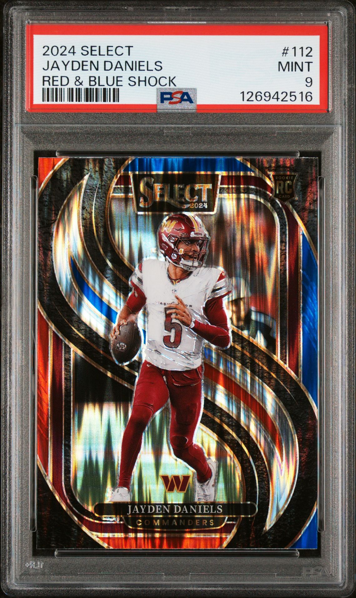 2024 Panini Select Jayden Daniels #112 (Red & Blue Shock) Mint 9 front