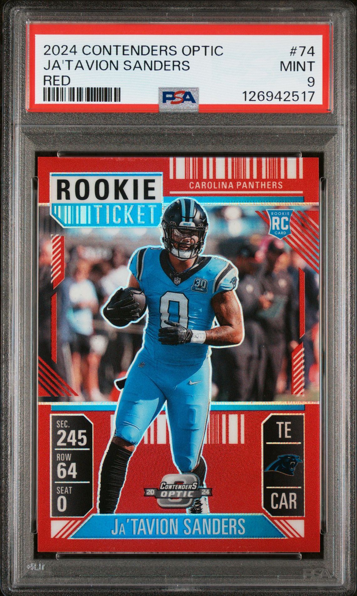 2024 Panini Contenders Optic Ja'tavion Sanders #74 (Red) Mint 9 front