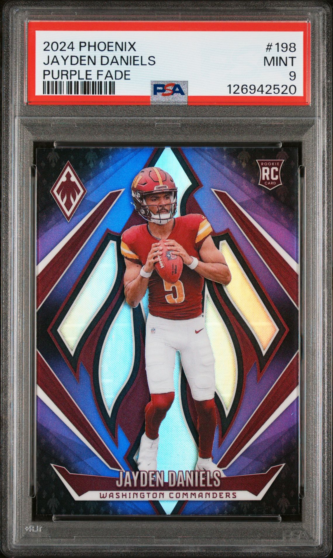 2024 Panini Phoenix Jayden Daniels #198 (Purple Fade) Mint 9 front